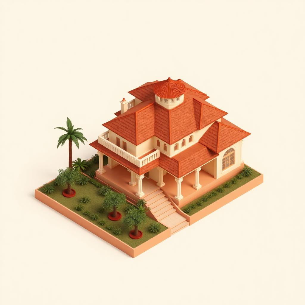 3D isometric bungalow villa