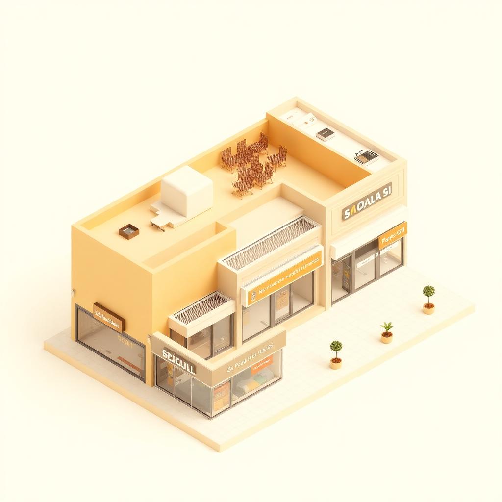 3D isometric commercial shops