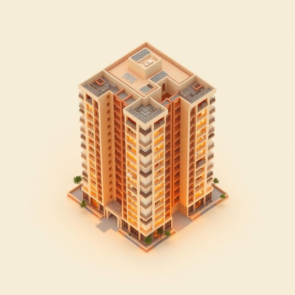 3D isometric residential tower